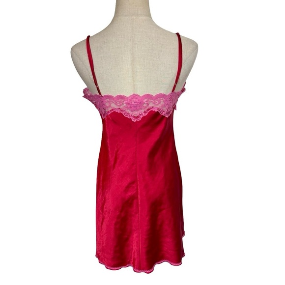 Victoria’s Secret Y2K Satin Lace Bow Babydoll Slip Dress Barbiecore - Picture 5 of 11